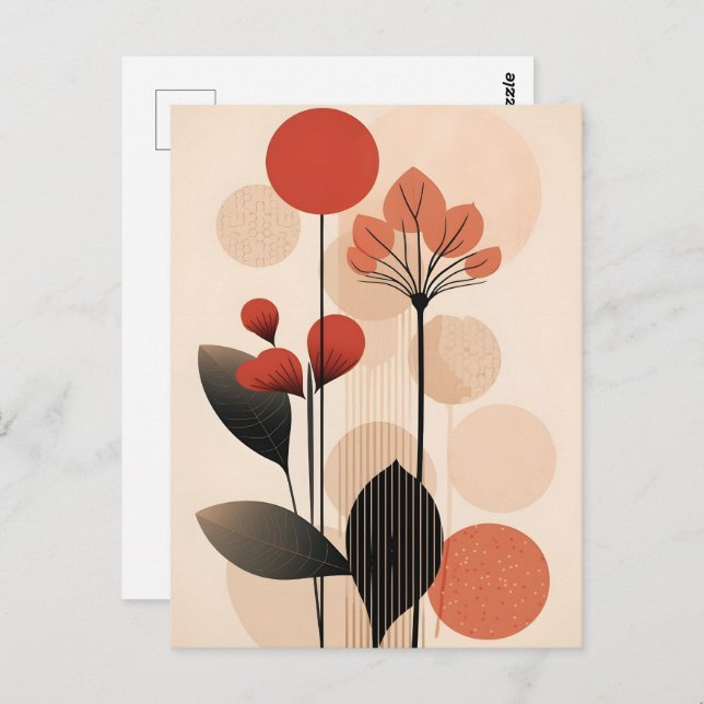 Cartão Postal Abstrato Boho e Arte de Clipe Moderna Imprimíveis (Frente/Verso)