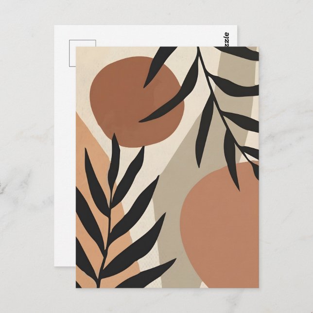 Cartão Postal Abstrato Boho e Arte de Clipe Moderna Imprimíveis (Frente/Verso)