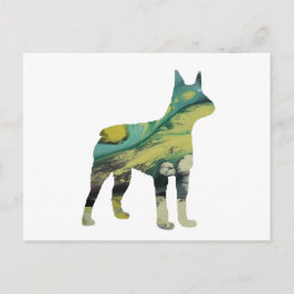 Cartão Postal Abstrato Boston Terrier Silhouette