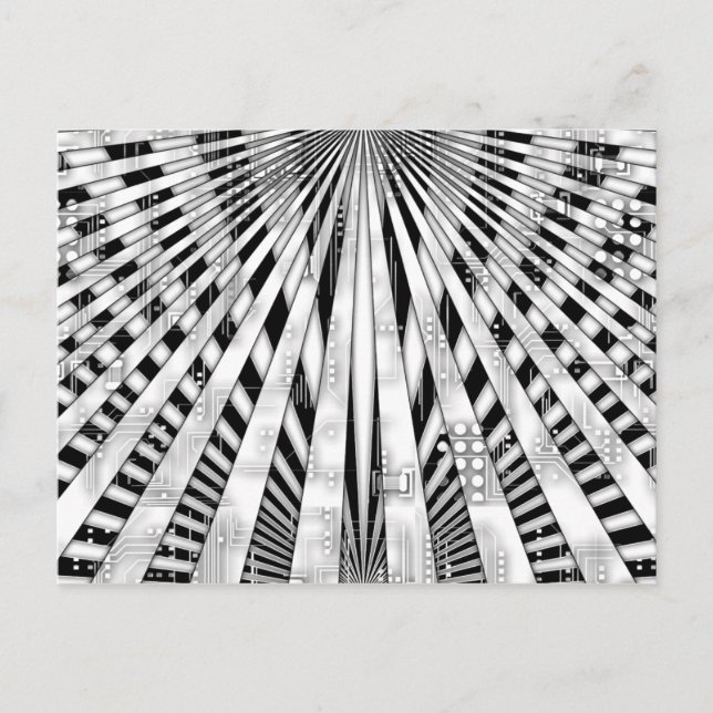Cartão Postal Abstrato Circuito e design de explosão solar (Frente)