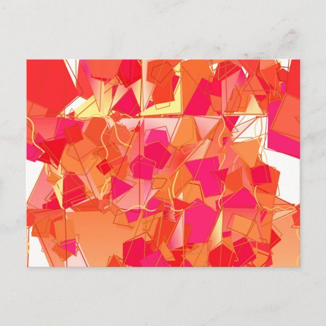Cartão Postal Abstrato cor de laranja e rosa quente (Frente)