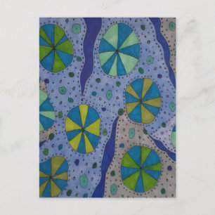 Cartão Postal Abstrato Cósmica Azul e Cinza