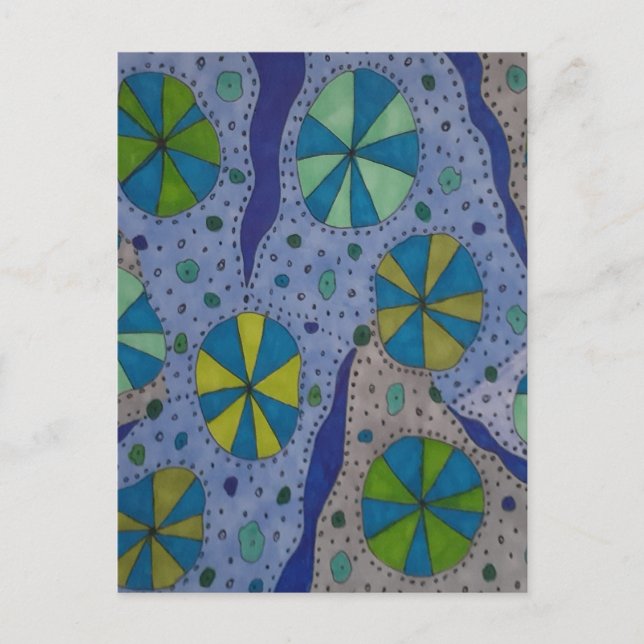 Cartão Postal Abstrato Cósmica Azul e Cinza (Frente)