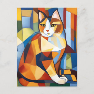 Cartão Postal Abstrato Cubist Calico Cat