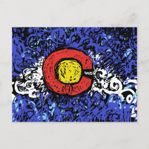Cartão Postal Abstrato da Bandeira do Colorado