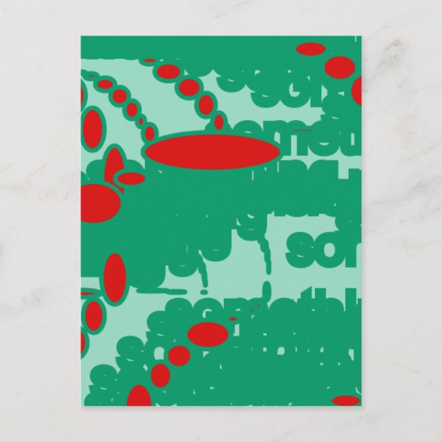Cartão Postal abstrato de 1123 vermelho e verde (Frente)