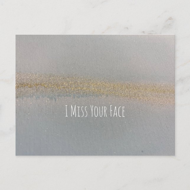 Cartão Postal Abstrato De Álcool Dourado Azul Eu Sinto Falta Do  (Frente)