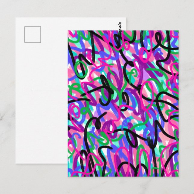 Cartão Postal Abstrato de Arte Colorida (Frente/Verso)
