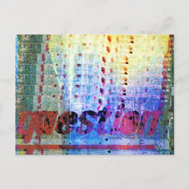 Cartão Postal abstrato de colagem de perguntas (Frente)