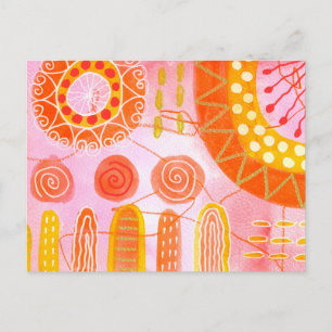 Cartão Postal Abstrato de Coral Laranja