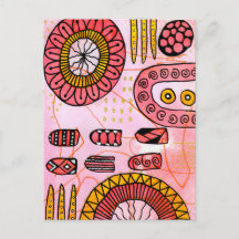 Cartão Postal Abstrato de Coral Laranja