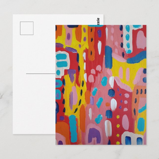 Cartão Postal Abstrato de Cores Primárias Negrito (Frente/Verso)