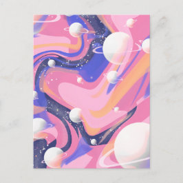 Cartão Postal Abstrato de espiral espacial exterior rosa e roxa