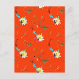 Cartão Postal Abstrato de Flor Vermelho