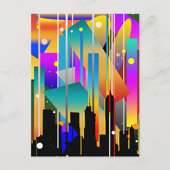 Cartão Postal Abstrato de Formas Geométricas Modernas de Nova Yo (Frente)