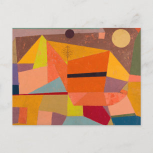 Cartão Postal Abstrato de Paisagem de Aquarela Colorida Vintage
