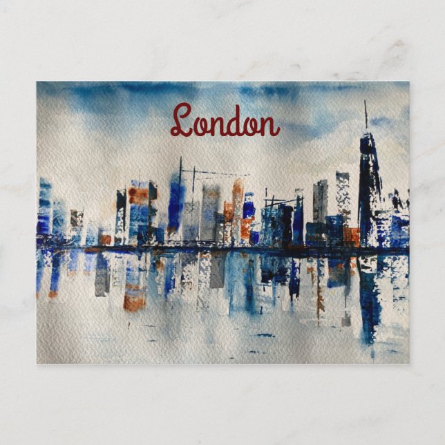 Cartão Postal Abstrato de pintura em Londres City Skyline Poster (Frente)