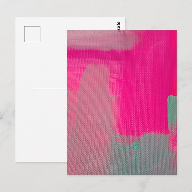 Cartão Postal Abstrato de rosa quente (Frente/Verso)