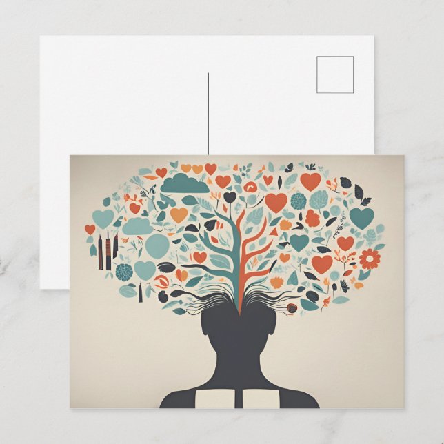 Cartão Postal Abstrato de saúde mental (Frente/Verso)