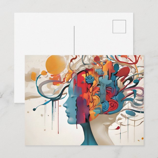Cartão Postal Abstrato de saúde mental (Frente/Verso)