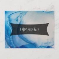 Abstrato de Tinta Azul com Álcool Art "I Miss Your