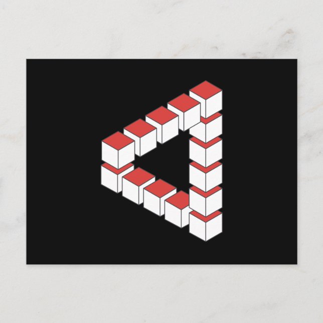 Cartão Postal Abstrato de triângulo impossível (Frente)