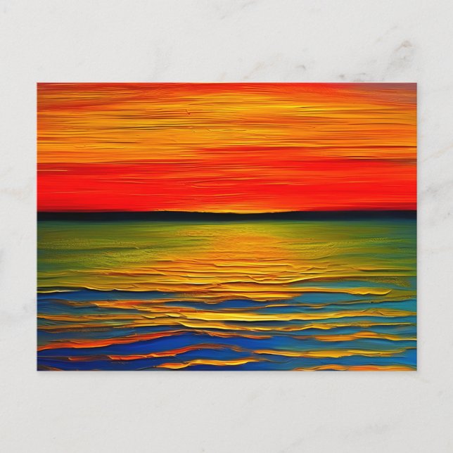 Cartão Postal Abstrato de um pôr do sol no oceano (Frente)