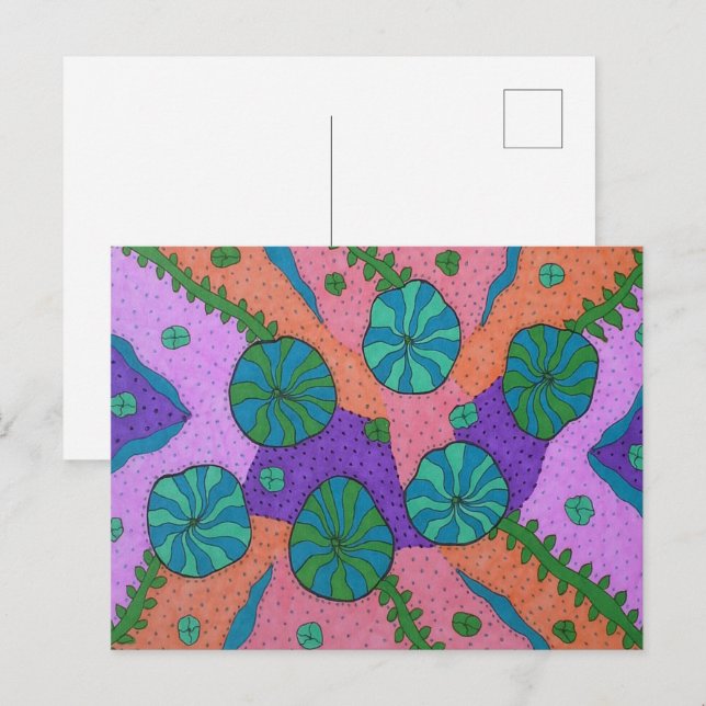 Cartão Postal Abstrato do Jardim do Mar de Retro (Frente/Verso)