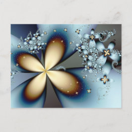 Cartão Postal Abstrato Dourado azul
