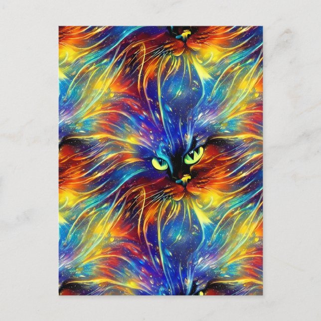 Cartão Postal Abstrato elegante, salpicos de Gato sem costura (Frente)