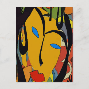Cartão Postal Abstrato face e flores