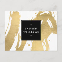 Abstrato Faux Dourados Brushstrokes em Branco
