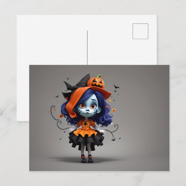 Cartão Postal Abstrato Halloween design (Frente/Verso)