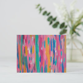 Cartão Postal Abstrato Impressão de Brushstrokes Rosa