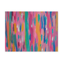 Abstrato Impressão de Brushstrokes Rosa