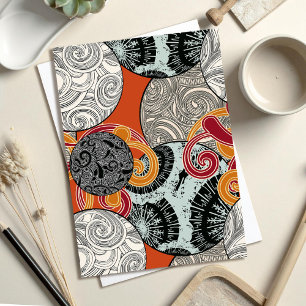 Cartão Postal Abstrato Inspirado no Retro Japonês