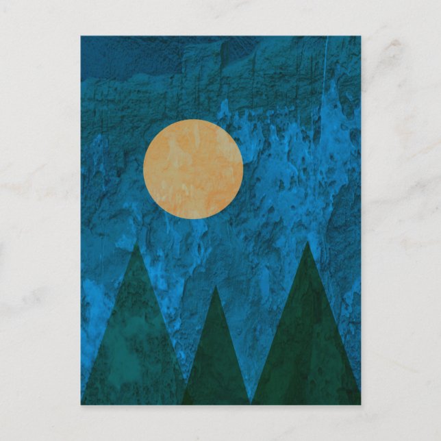 Cartão Postal Abstrato Landscape Art Mounts Moon Sky (Frente)
