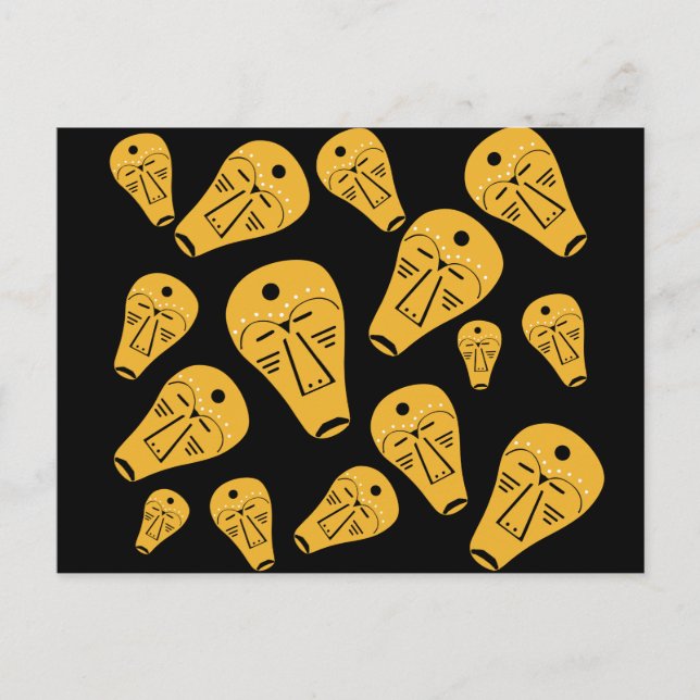 Cartão Postal Abstrato Máscara tribal aborígena (Frente)