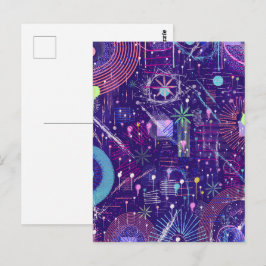 Cartão Postal Abstrato Maximalista sobre Roxo