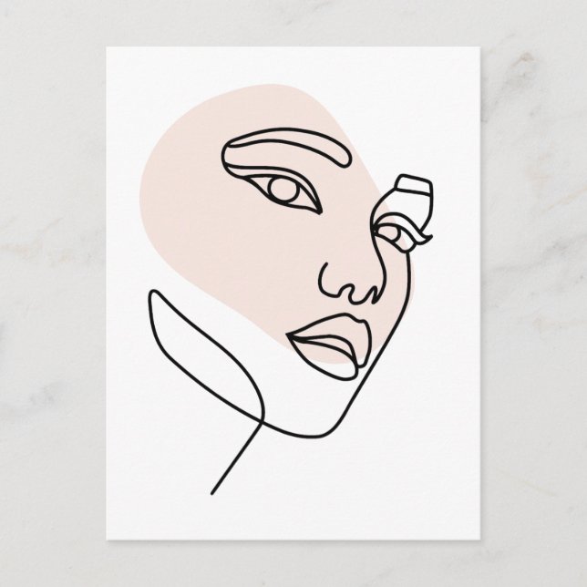 Cartão Postal Abstrato mínima de solteiro fêmea Arte da Linha de (Frente)
