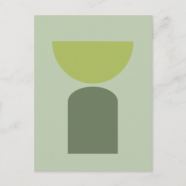 Cartão Postal Abstrato Modern Art Geometrics Shapes Sage Green (Frente)