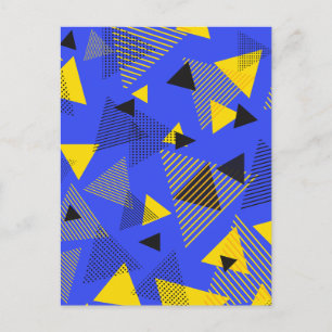 Cartão Postal Abstrato Modern Art Triangs Blue Yellow