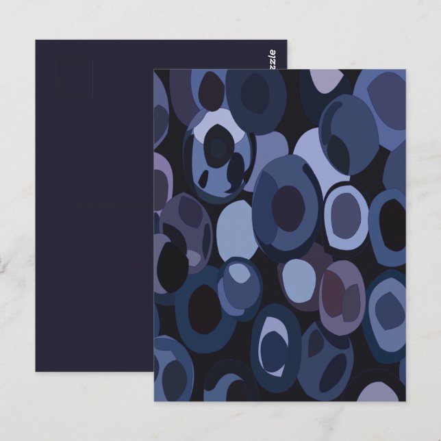 Cartão Postal Abstrato Modern Blueberry (Frente/Verso)