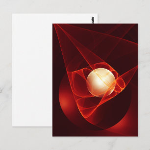 Cartão Postal Abstrato Modern Red Cream Fantasy Arte Fractal