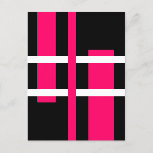 Cartão Postal Abstrato Moderna Linhas de Arte Cor-de-Rosa Preto
