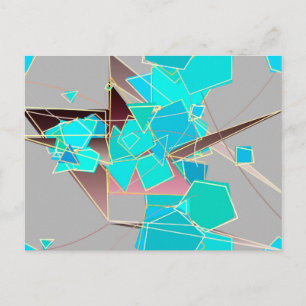 Cartão Postal Abstrato moderno - Geométrico, Cinzas e Turquesa