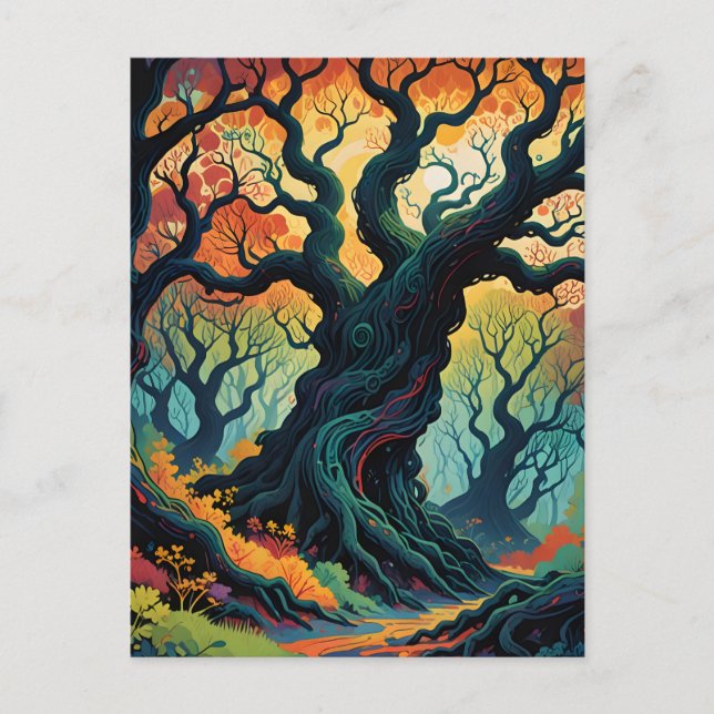 Cartão Postal Abstrato Mystical Trees (Frente)