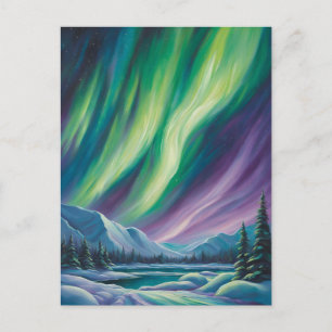 Cartão Postal Abstrato Paisagem com Luzes Nortes