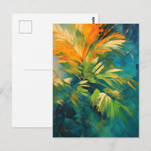 Cartão Postal Abstrato Palm Burst – Energia Tropical em Moviment