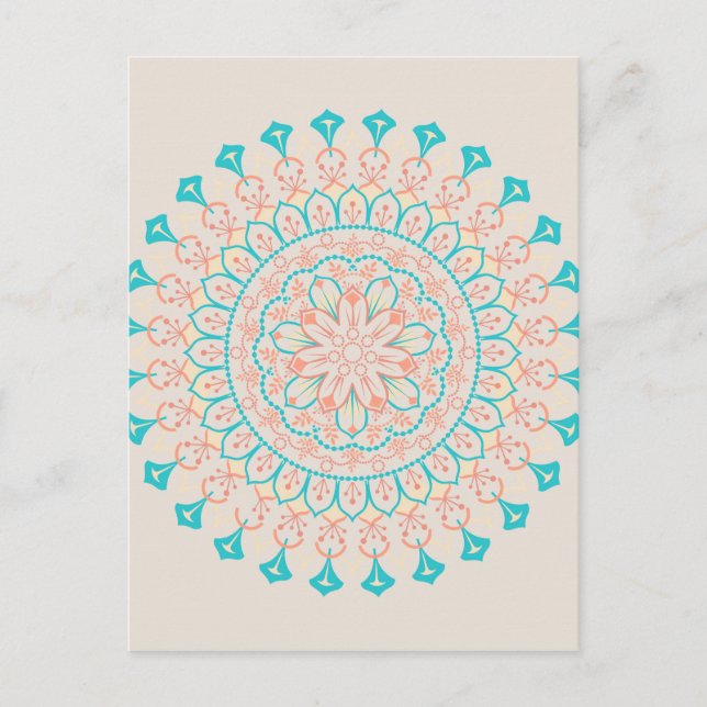 Cartão Postal Abstrato Pastel Colors Mandala (Frente)